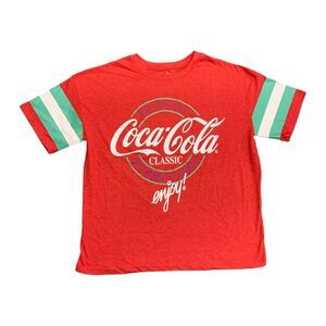 Licensed Ladies Soft Pullover Short Sleeve Varsity Graphic Tee - Coca Cola